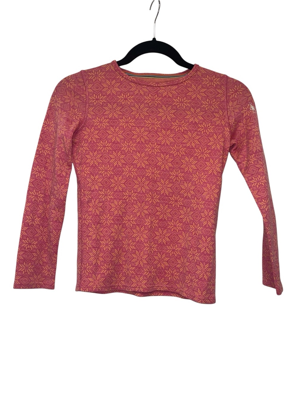 Smartwool Kids' Classic Thermal Merino Base Layer Crew Garden Pink Digi Snow L